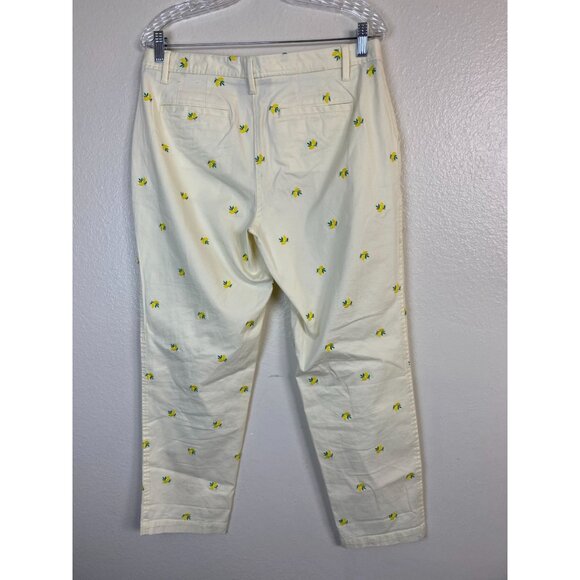NWOT Talbots Womens Relaxed Chino Pants Lemon Embroidered Size 8 Petite Novelty - Picture 2 of 16